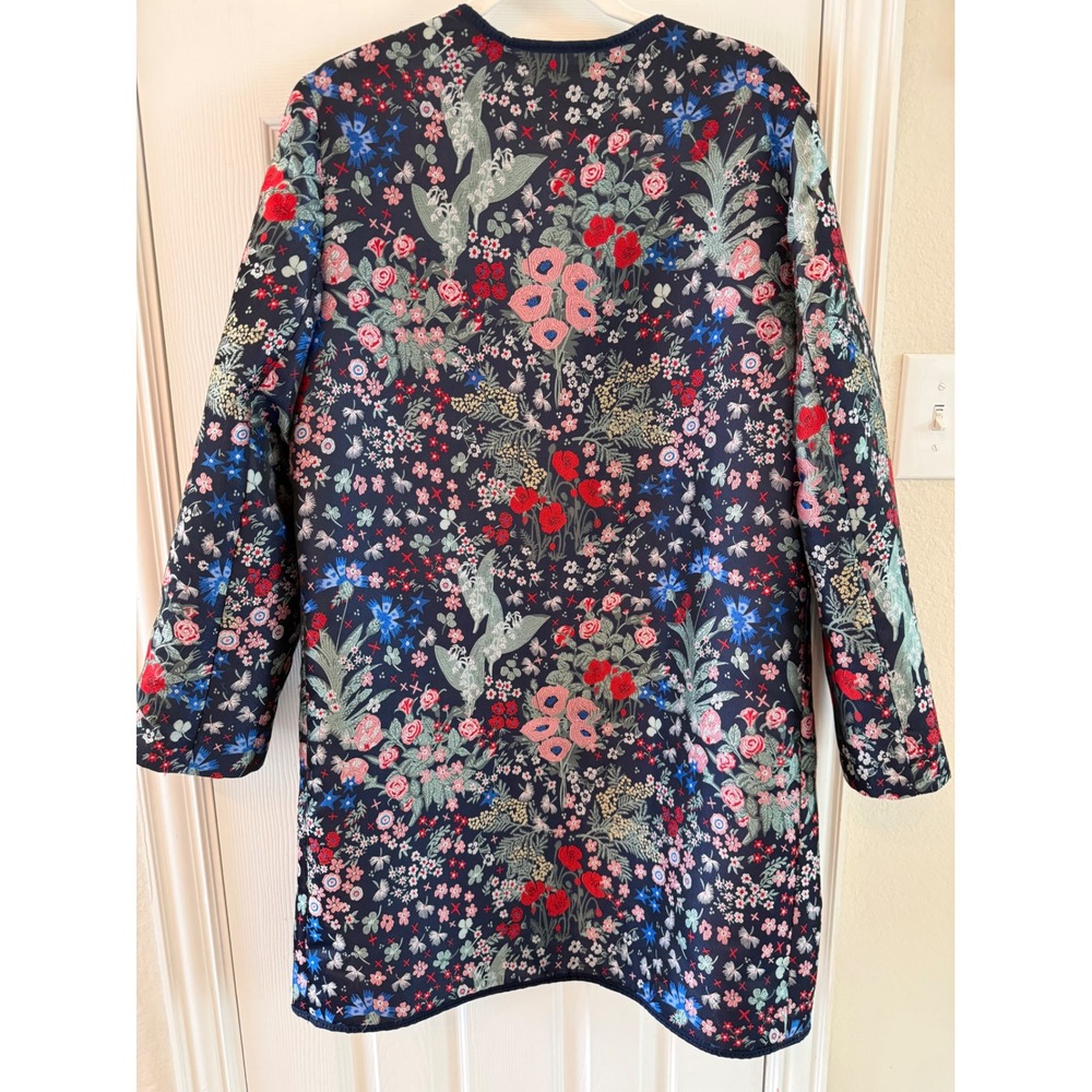 Max Studio L Embroidered Floral Tapestry Long Coat Maximalist Folk Boho - Picture 4 of 10